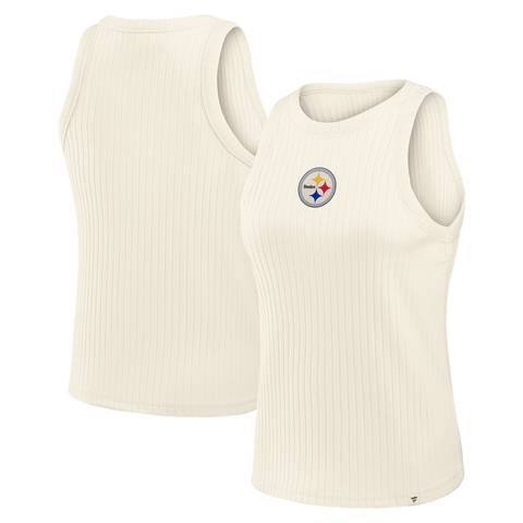 Women's Fanatics Cream Pittsburgh Steelers Star Play Tri-Blend Ribbed Tank Top