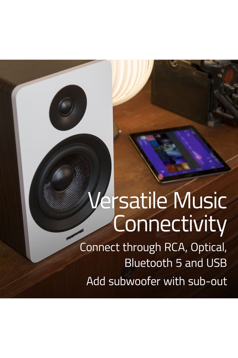 Powered 6.5'' Stereo Bookshelf Speakers for Turntable, TV PC & Bluetooth, Alternate, color, Natural Walnut