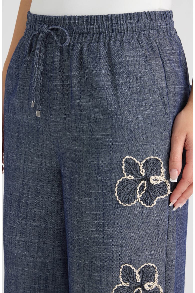 Embroidered Drawstring Pants, Alternate, color, DENIM BLUE