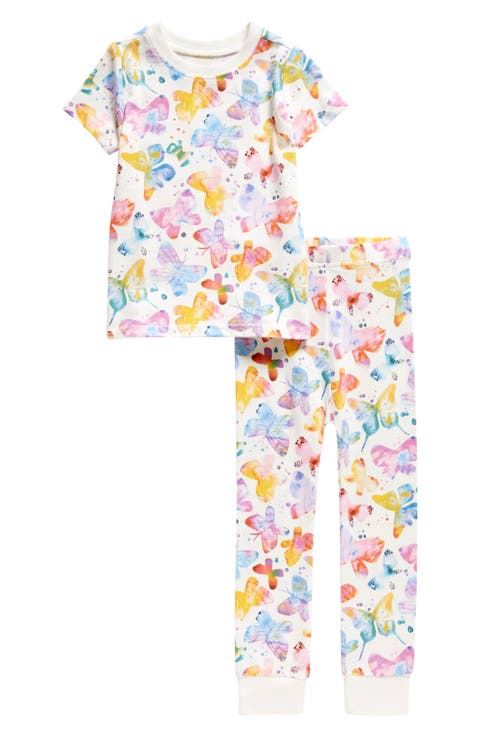Kids Organic Two-Piece Short Sleeve Pajama Set in Butterflies