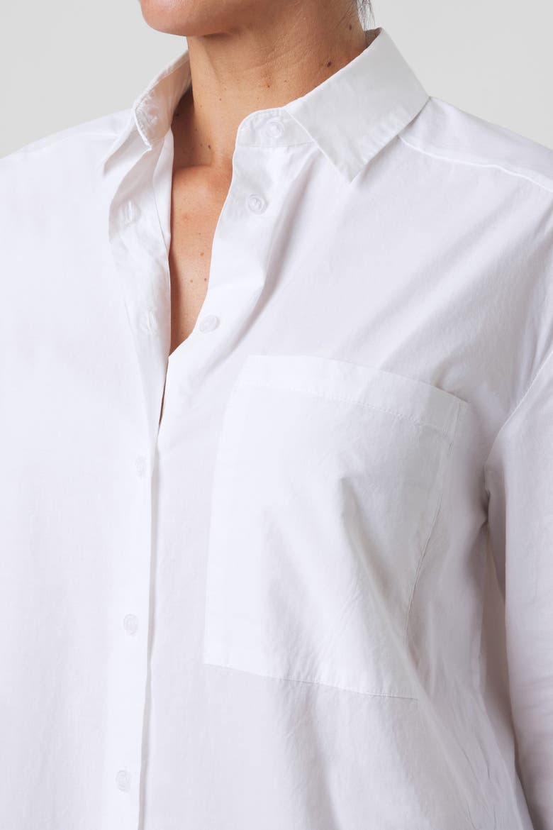 Oversized Cotton Poplin Button-Up Shirt, Alternate, color, Off-White