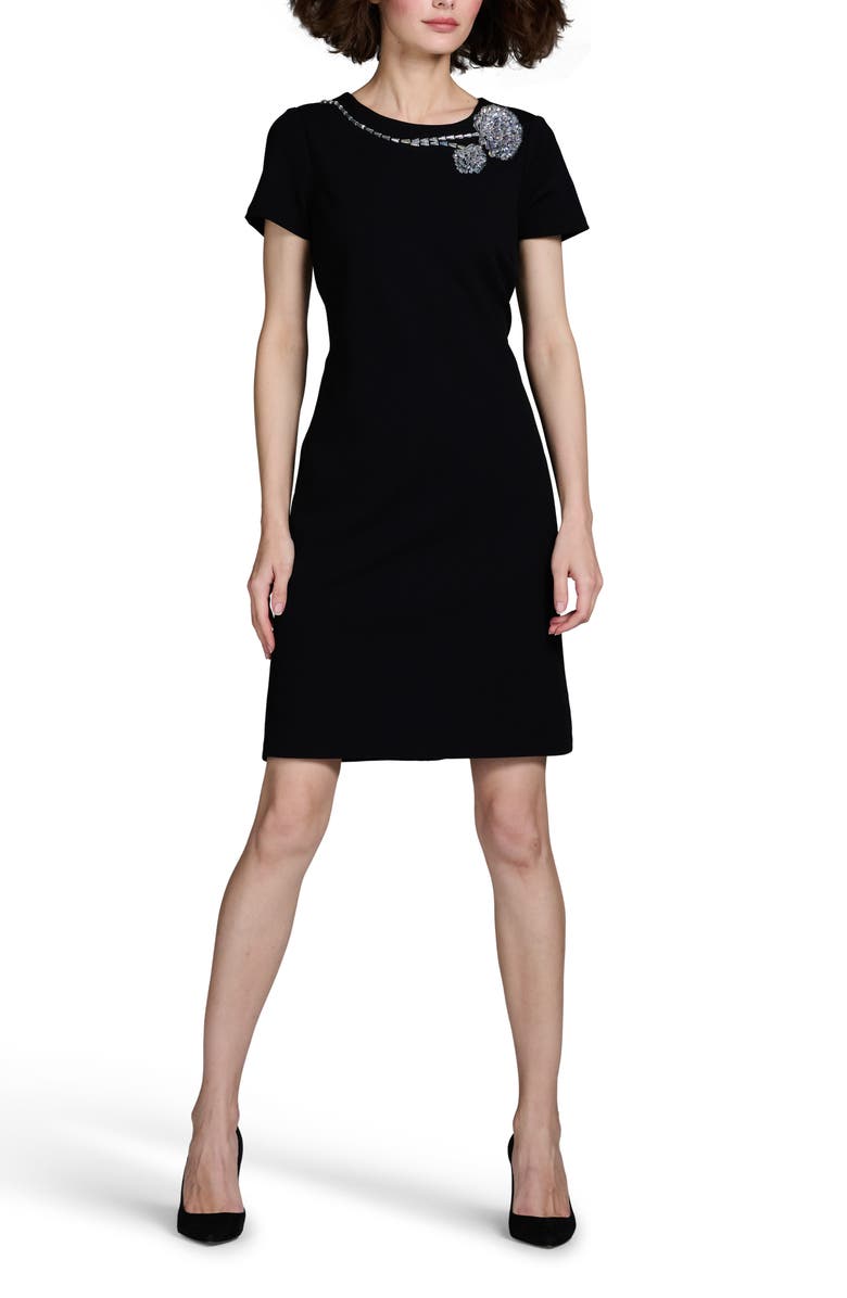 EMILY SHALANT Rhinestone Floral Cocktail Shift Dress, Alternate, color, 