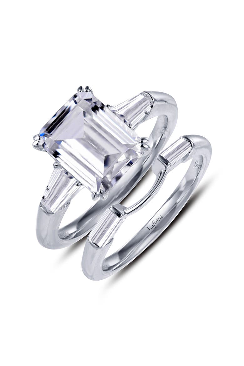 Emerald-Cut Ring, Alternate, color, SILVER/ CLEAR