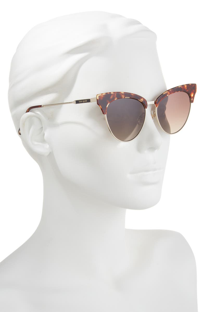 Kate Spade New York 54mm alvi cat eye sunglasses, Alternate, color, Havana