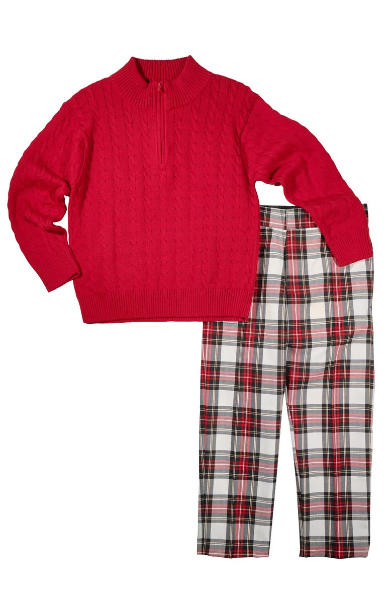 Cable Knit Sweater, Alternate, color, Red