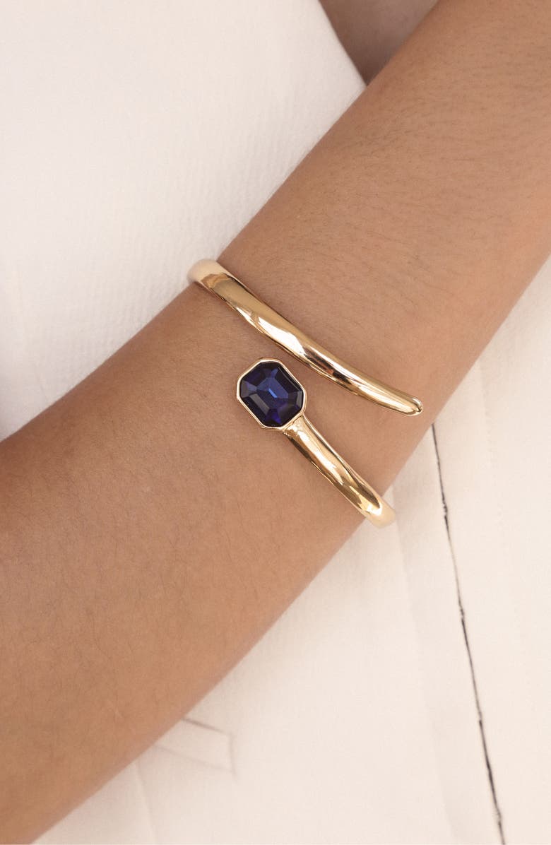 Ettika Deco Crystal Hinge Bracelet, Alternate, color, Sapphire