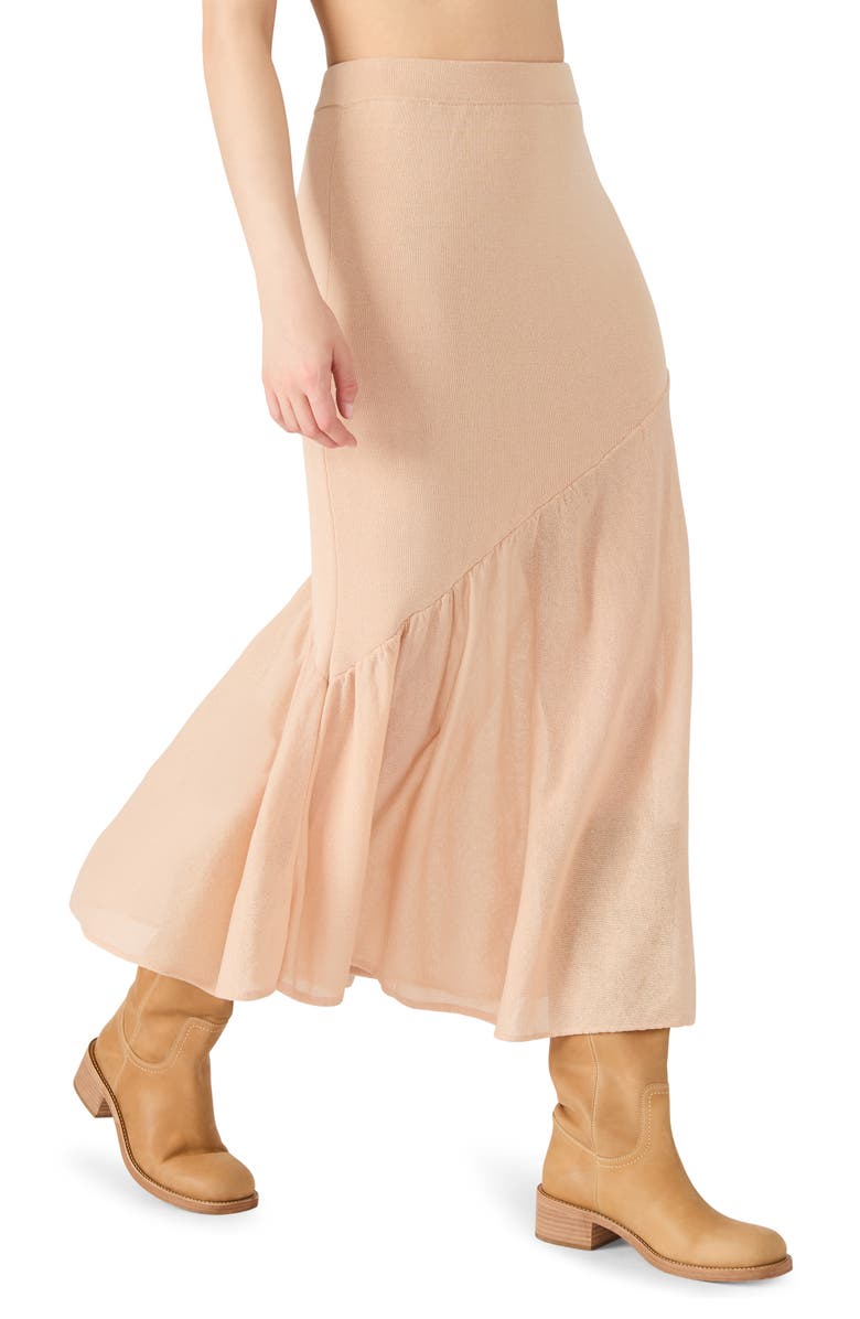 Steve Madden Aneira Asymmetric Knit Maxi Skirt, Alternate, color, Beige