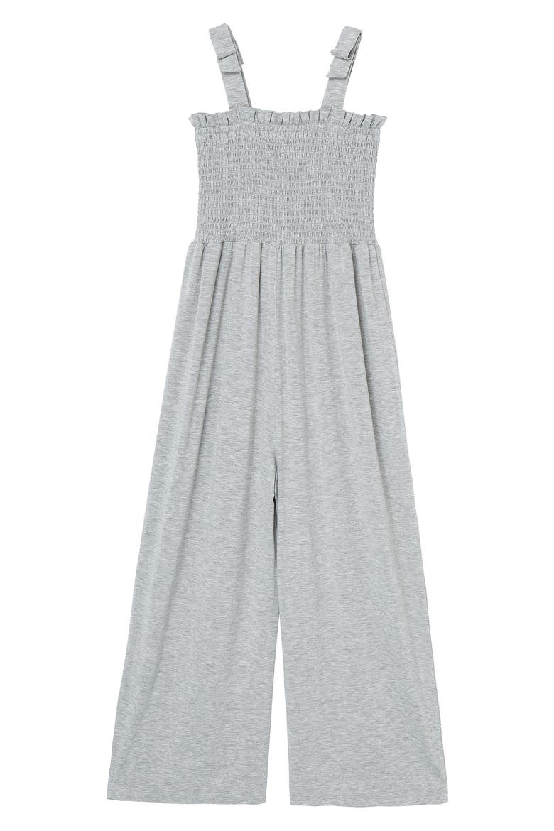 Kids' Smocked Wide Leg Jumpsuit, Main, color, GREY