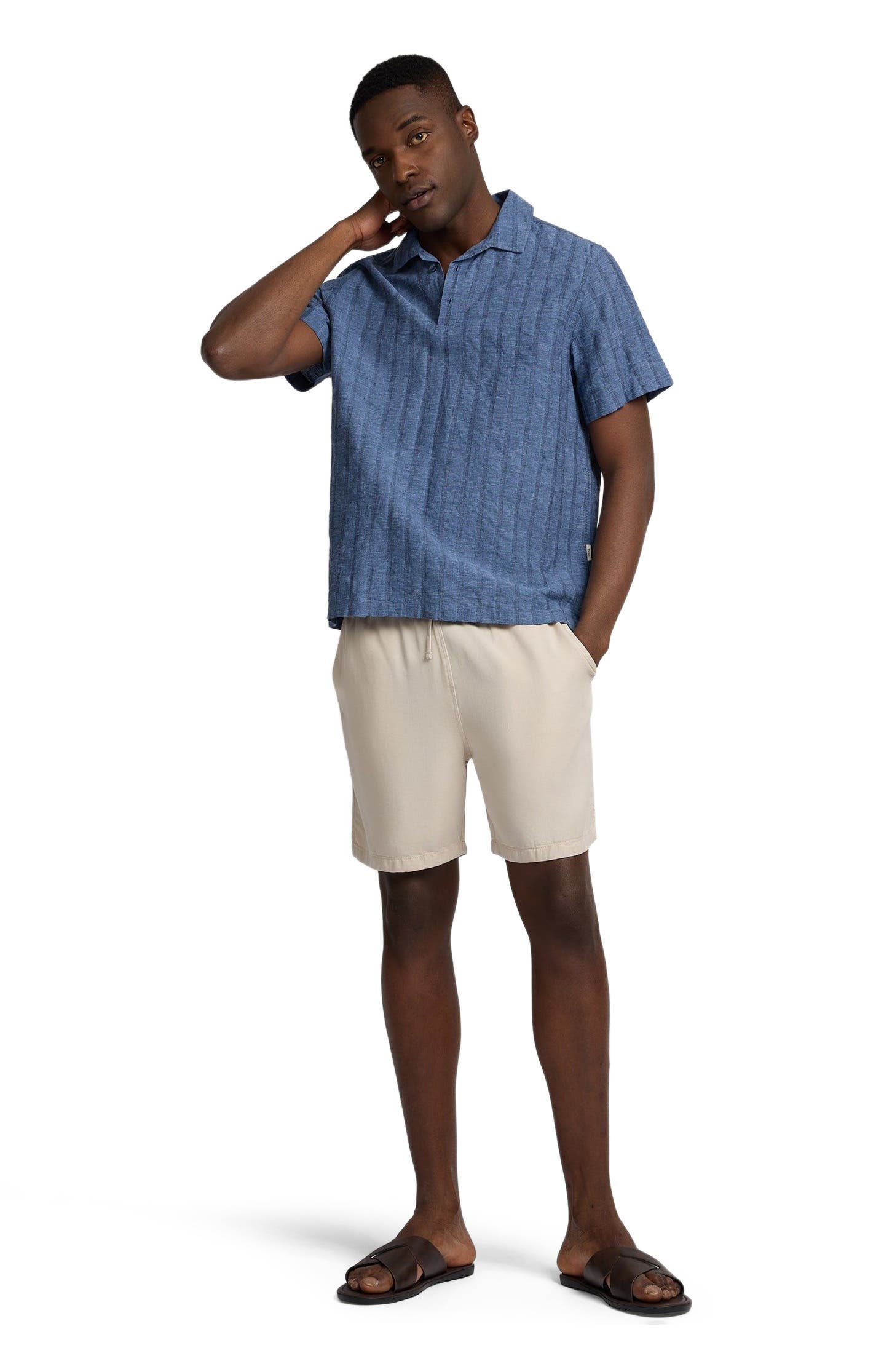 Cotton Linen Pop Over Polo Tee - image 3