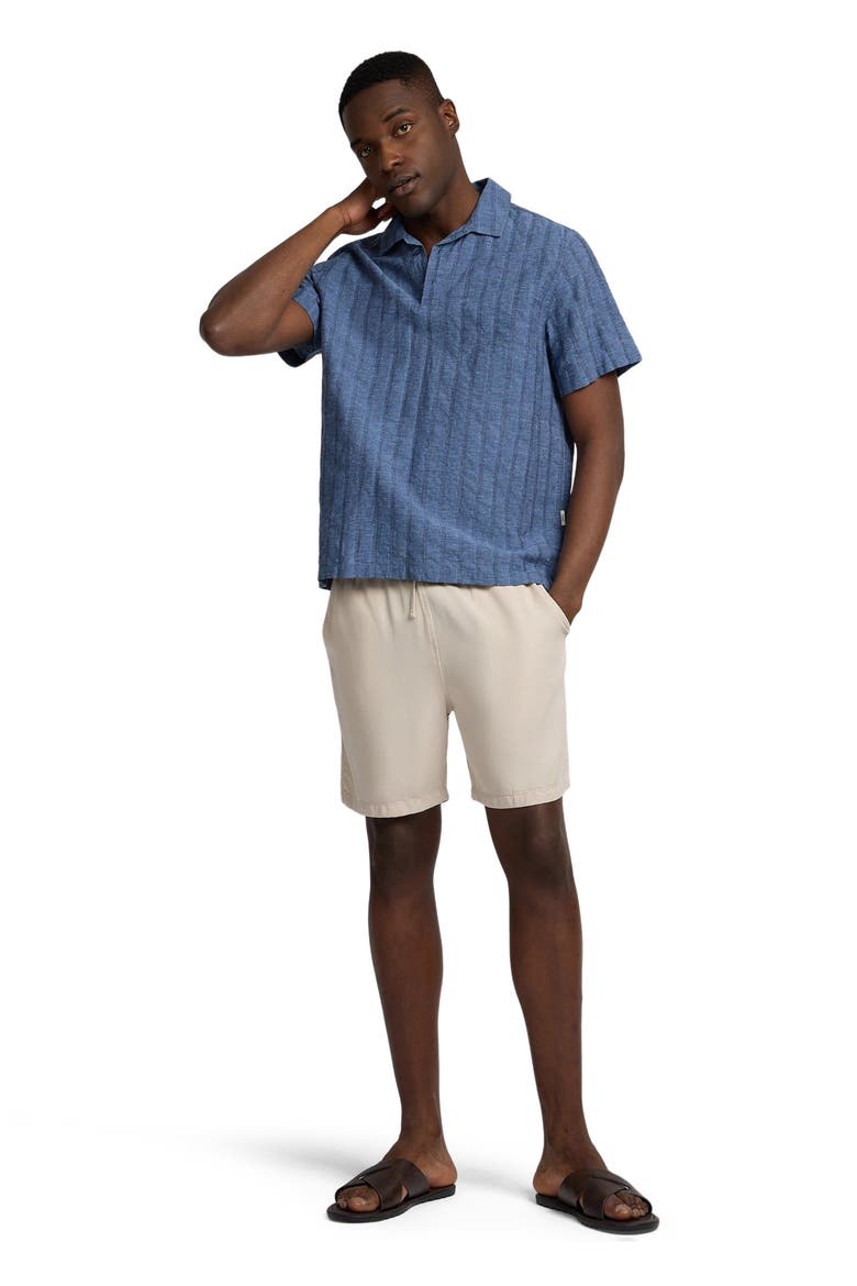 Cotton Linen Pop Over Polo Tee, Main, color, Navy