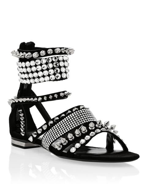 Suede Sandals Flat Studs Women