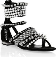 PHILIPP PLEIN Suede Sandals Flat Studs Women