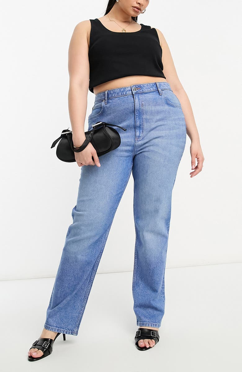ASOS DESIGN Curve Slim Straight Leg Jeans, Main, color,