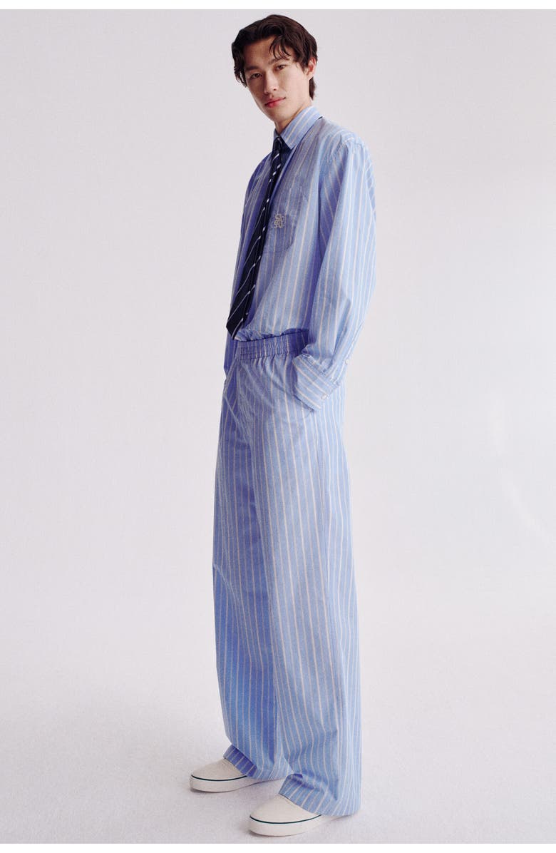 H&M Relaxed Fit Trousers, Alternate, color, Light Blue/Striped