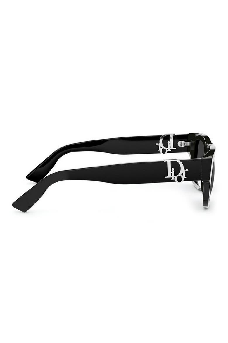 'DiorOblique S3I 52mm Rectangular Sunglasses, Alternate, color, SHINY BLACK / SMOKE