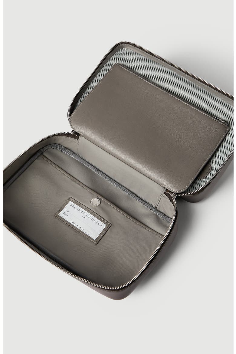 Calfskin beauty case, Alternate, color, Chocolate
