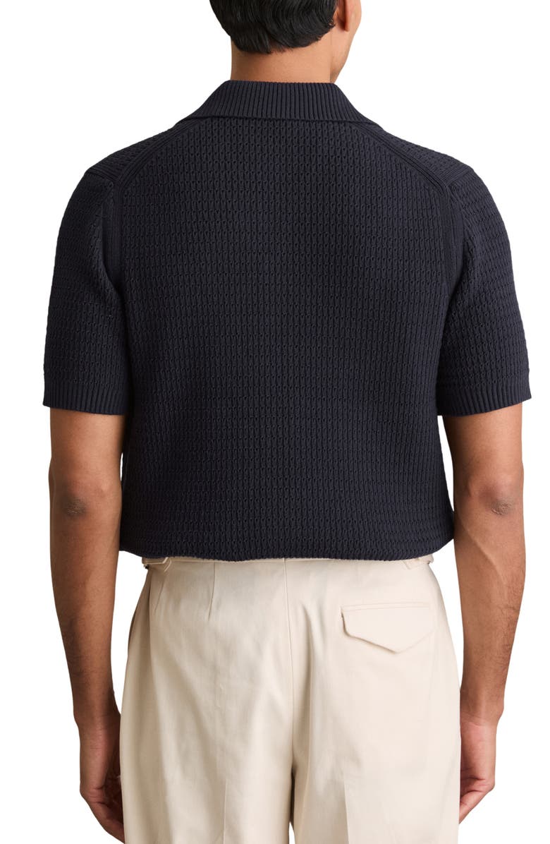 Reiss Montague Texture Knit Camp Shirt, Alternate, color, Navy