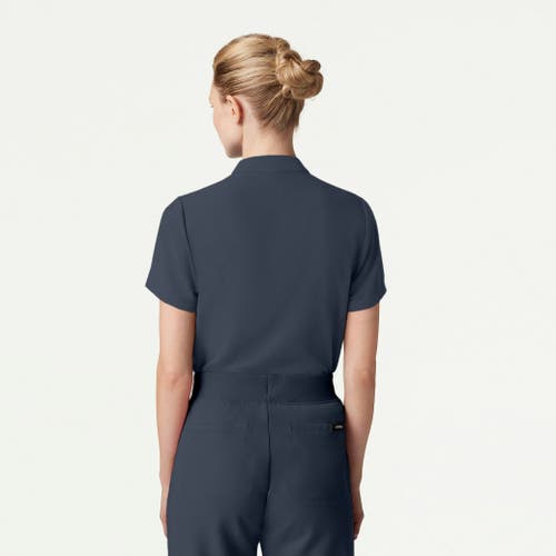 Jaanuu 1-pocket Classic Banded Collar Scrub Top In Blue