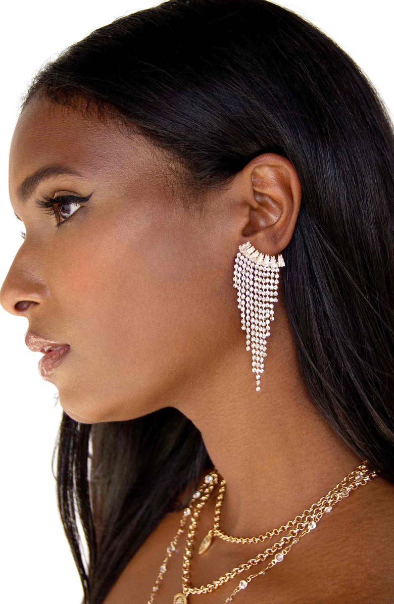 Ettika Angel Fringe Drop Earrings, Alternate, color, Gold