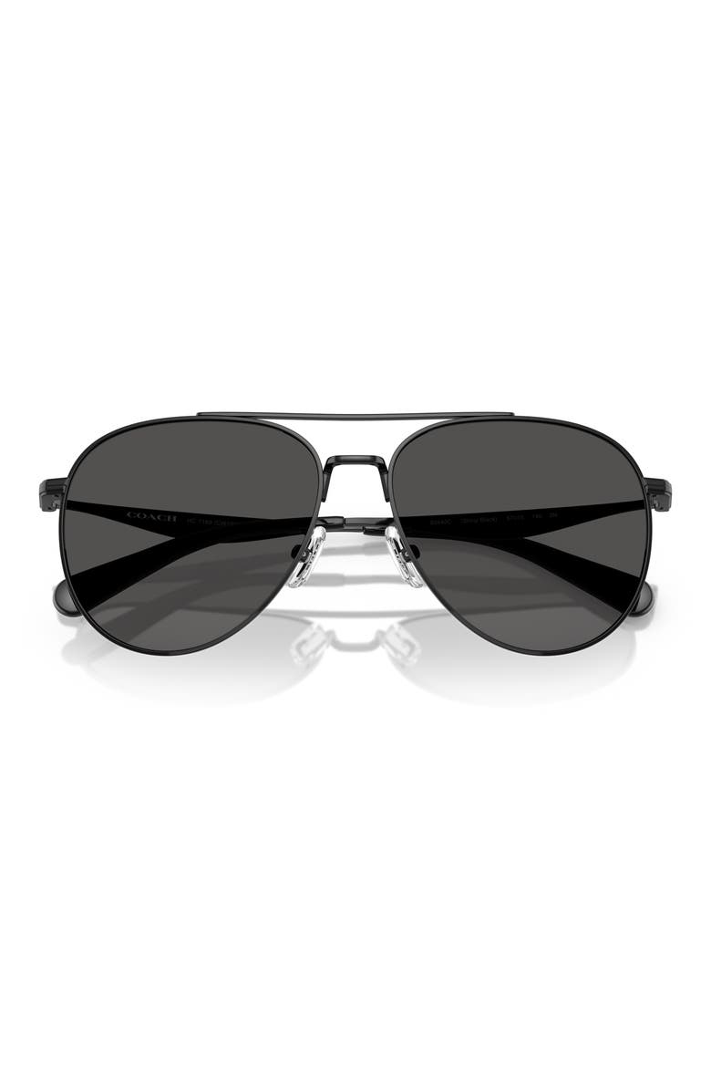 57mm Pilot Sunglasses, Alternate, color, SHINY BLACK / GREY SOLID