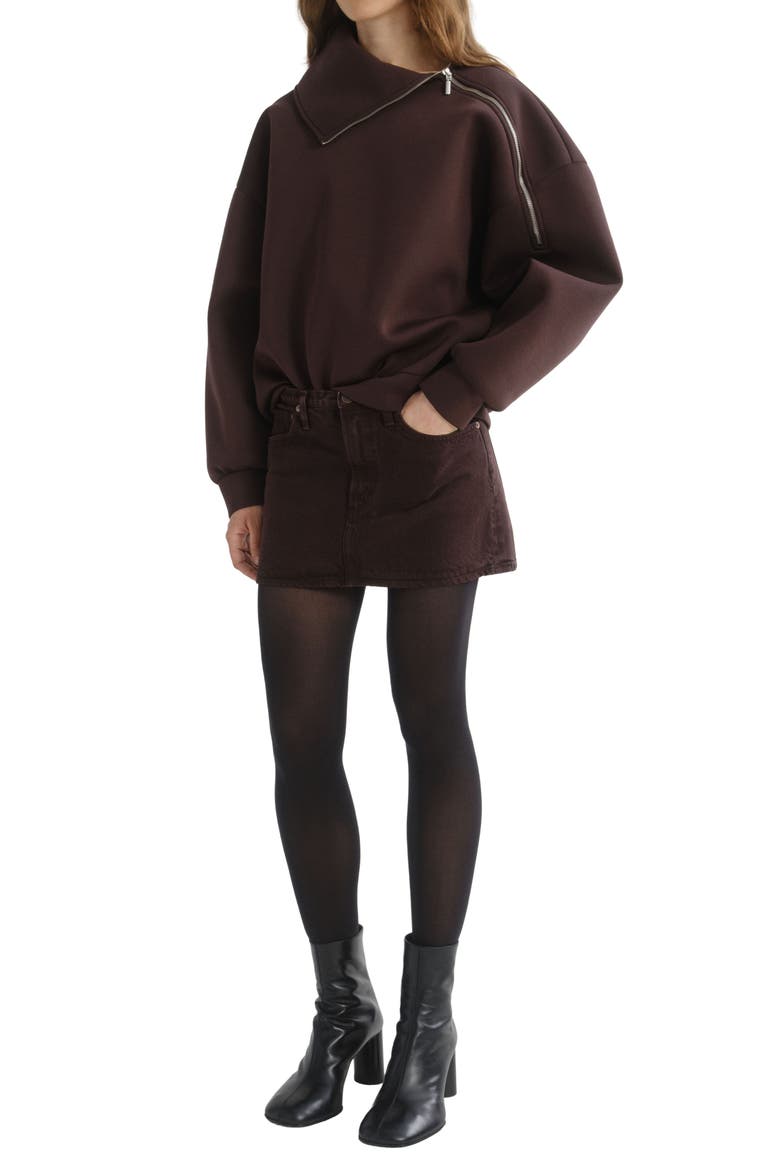 Coyle Asymmetrical Zip Sweatshirt, Alternate, color, DEEP ROAST DK CHOCOLATE BROWN