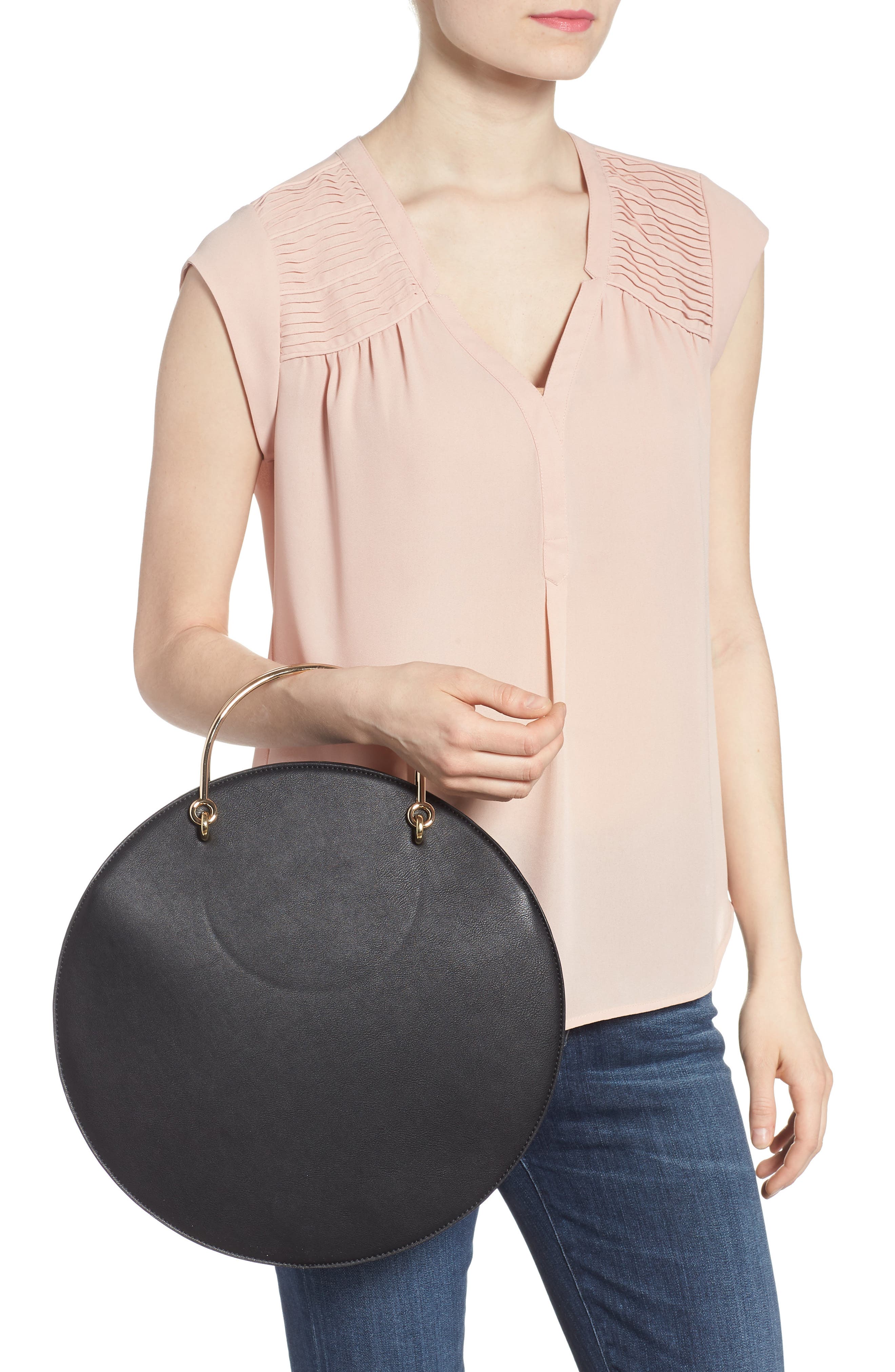 Mali + Lili Vegan Leather Round Top Handle Bag, Alternate, color, 