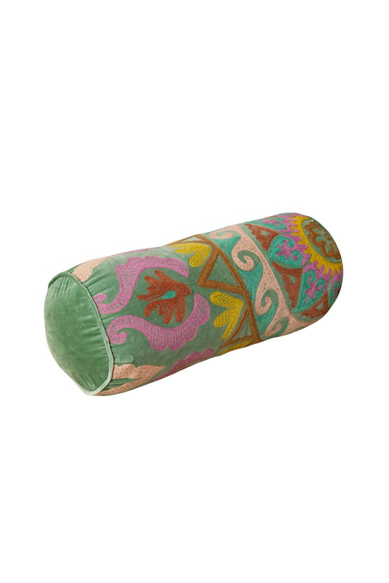 Decorative Suzani Embroidered Bolster Pillow, Main, color, Multi