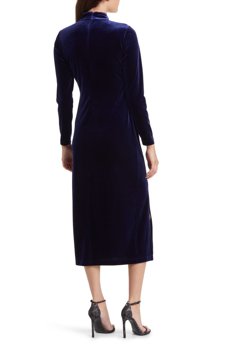 Anne Klein Ruched Long Sleeve Velvet Dress, Alternate, color, 