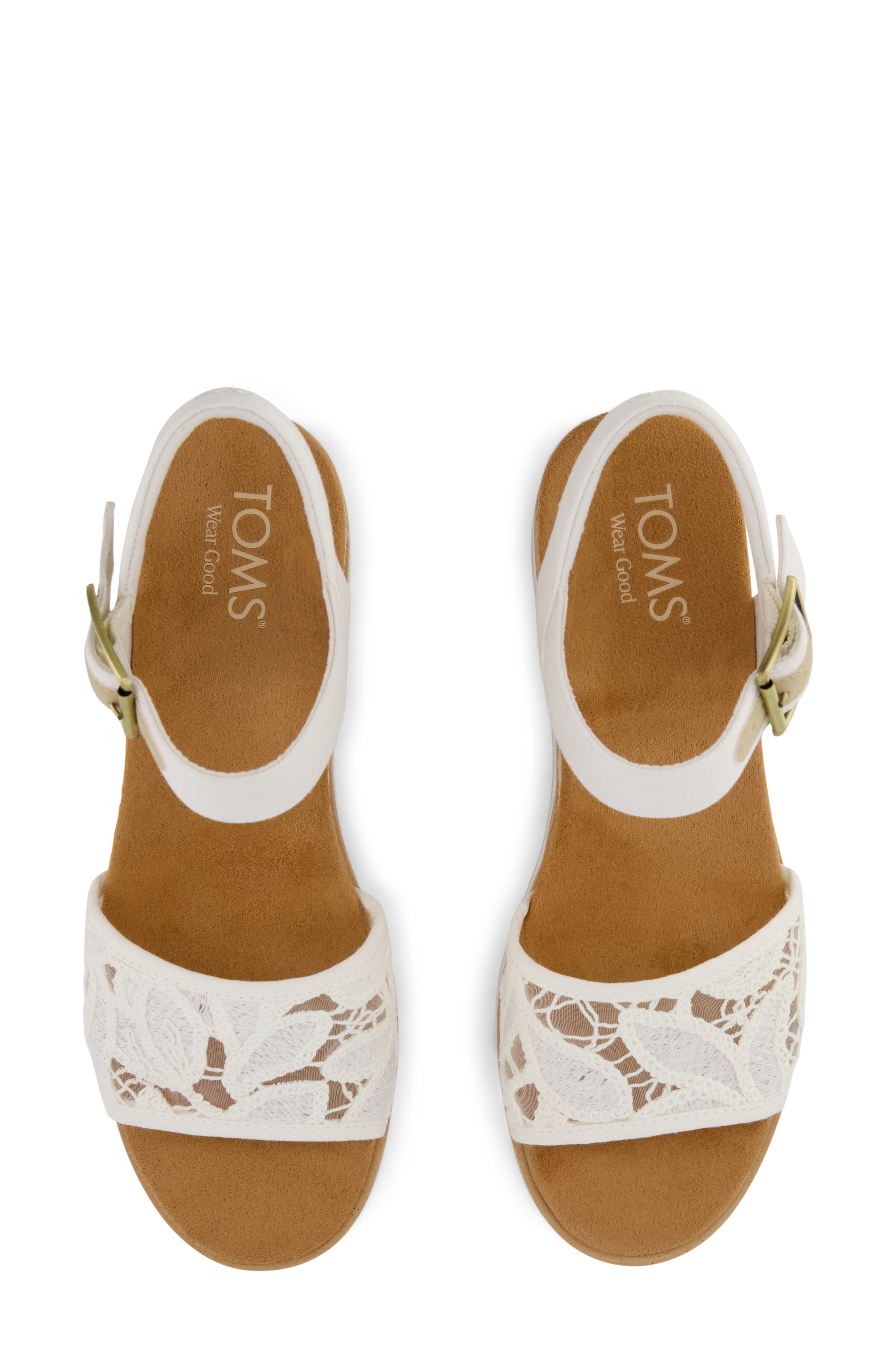 TOMS Diana Platform Wedge Sandal, Alternate, color, White Lace