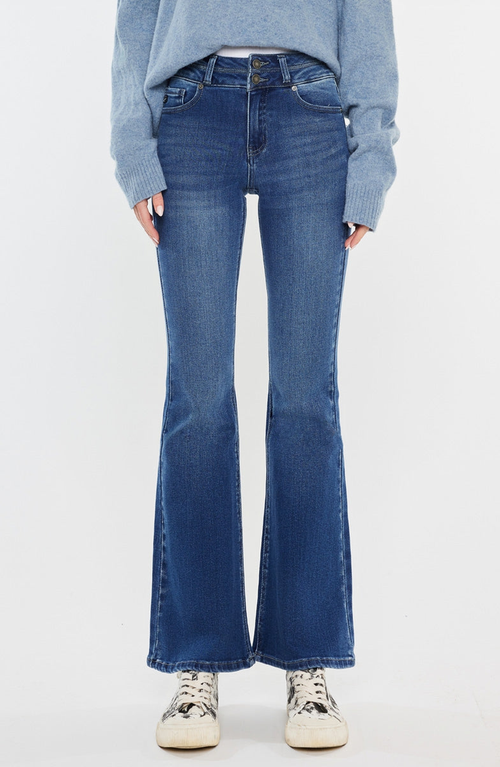 Kancan Vida High Rise Flare Jeans In Medium Wash