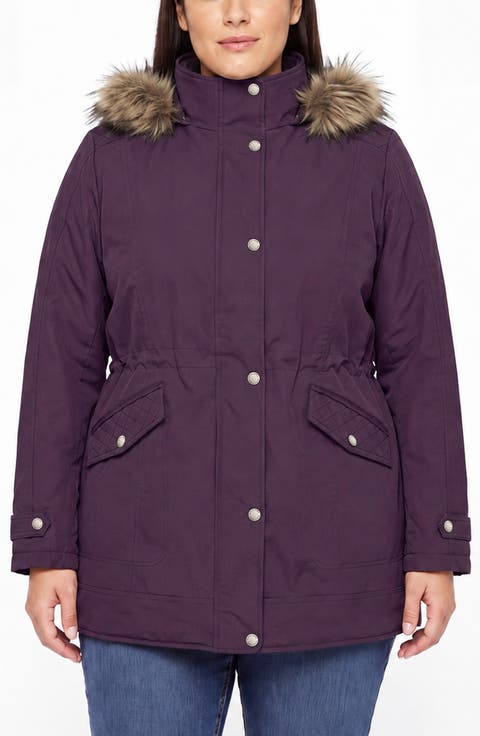 Faux Fur Trim Hooded Parka