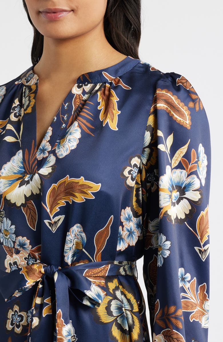 Julia Jordan Floral Long Sleeve Dress, Alternate, color, Navy Multi