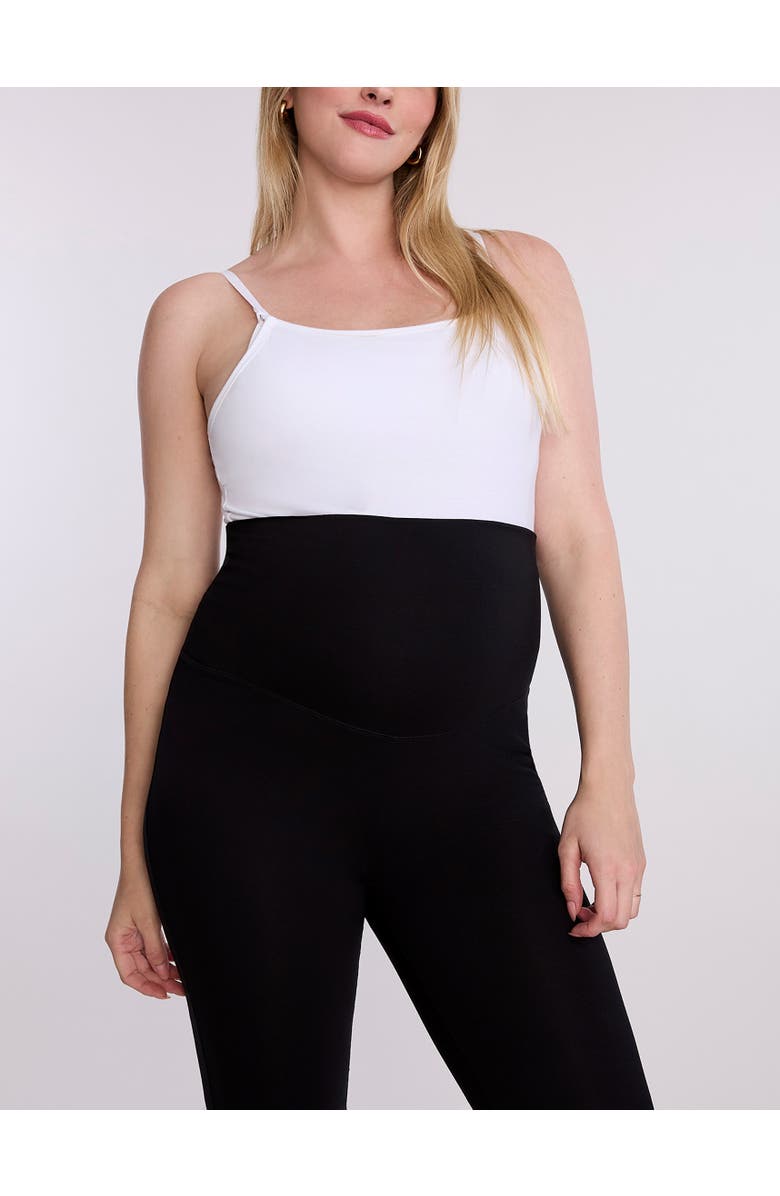 MOTHERHOOD MATERNITY Roll Over Waistband Flare Legging, Alternate, color, Black