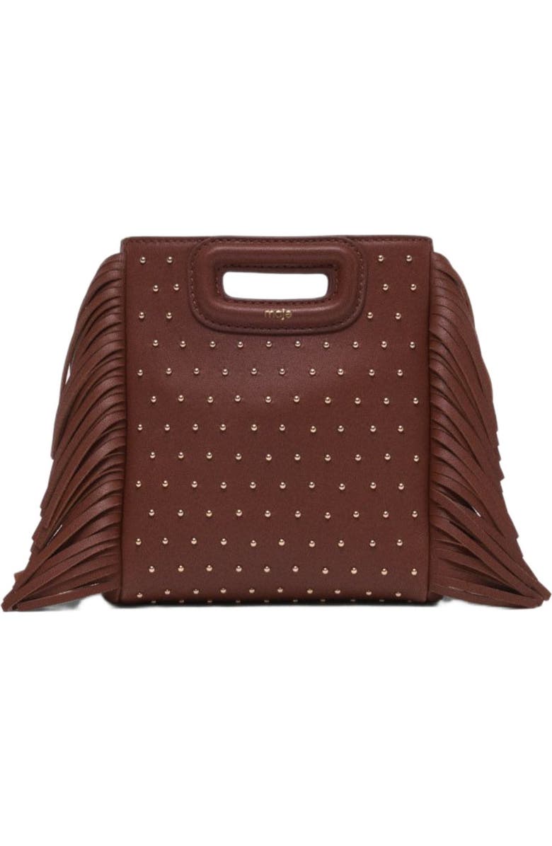 maje Leather M mini bag with studs, Main, color, Brown