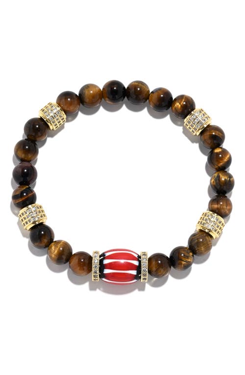 Eye Candy Los Angeles Bradley Pavé Beaded Stretch Bracelet In Brown