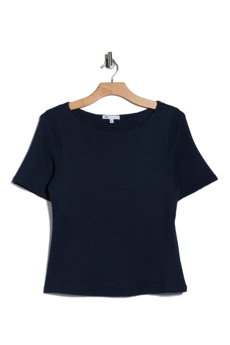 Boat Neck Knit T-Shirt, Alternate, color, INKWELL