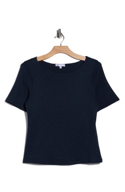 Boat Neck Knit T-Shirt