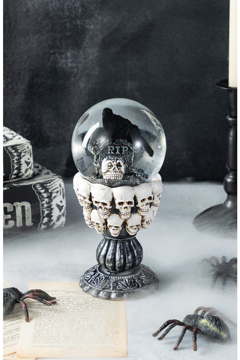 100mm Halloween Resin Stacked Skull Waterglobe, Alternate, color, Black