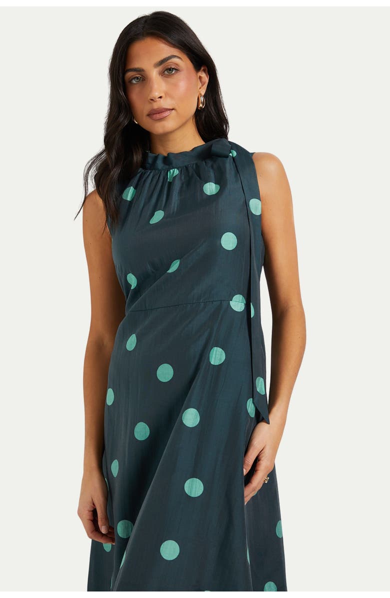 Wallis Spot Tie Neck Sleeveless Midi Dress, Alternate, color, Mint