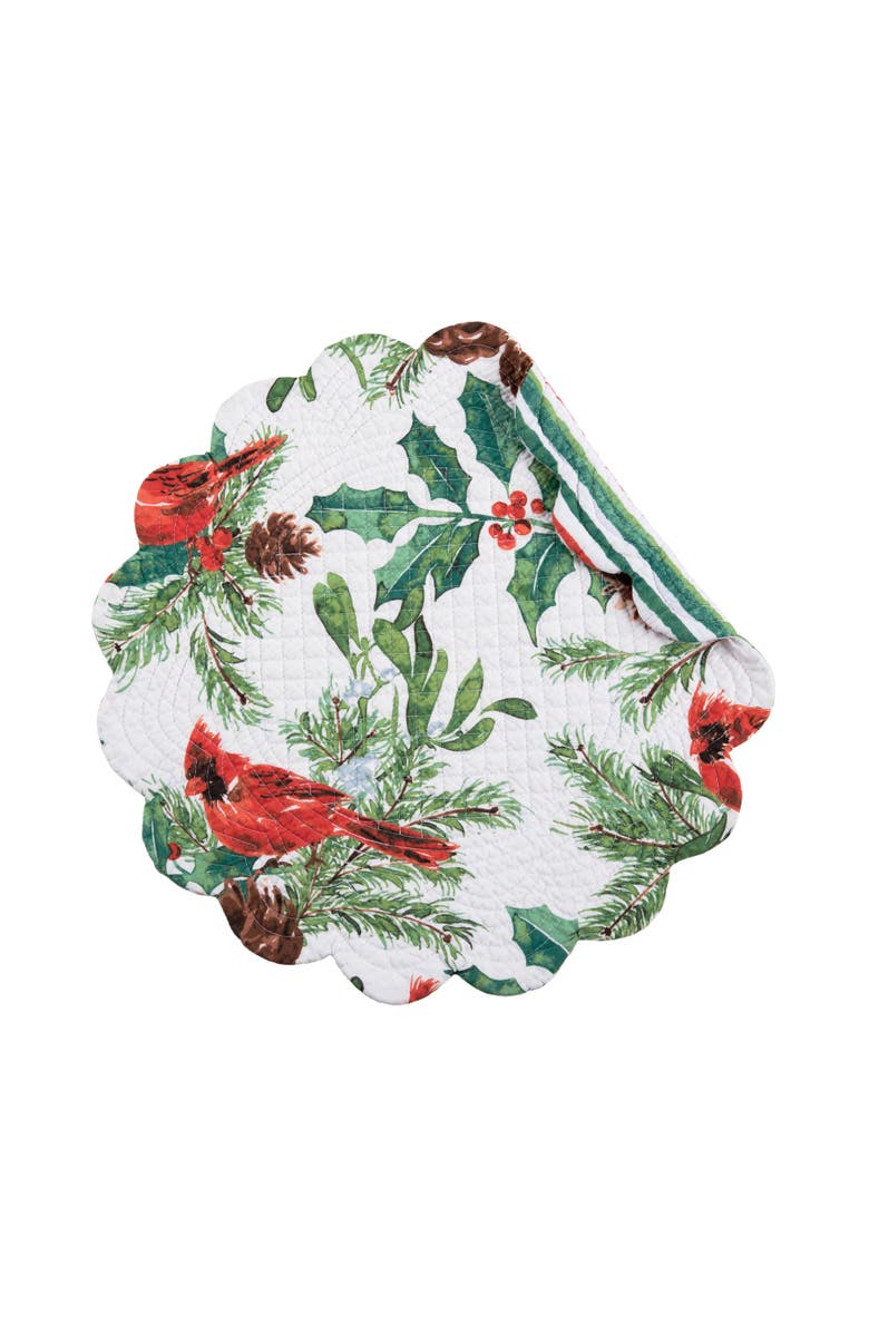 C&F Home Delwyn Cardinal Round Placemats Set of 6, 17", Alternate, color, Red