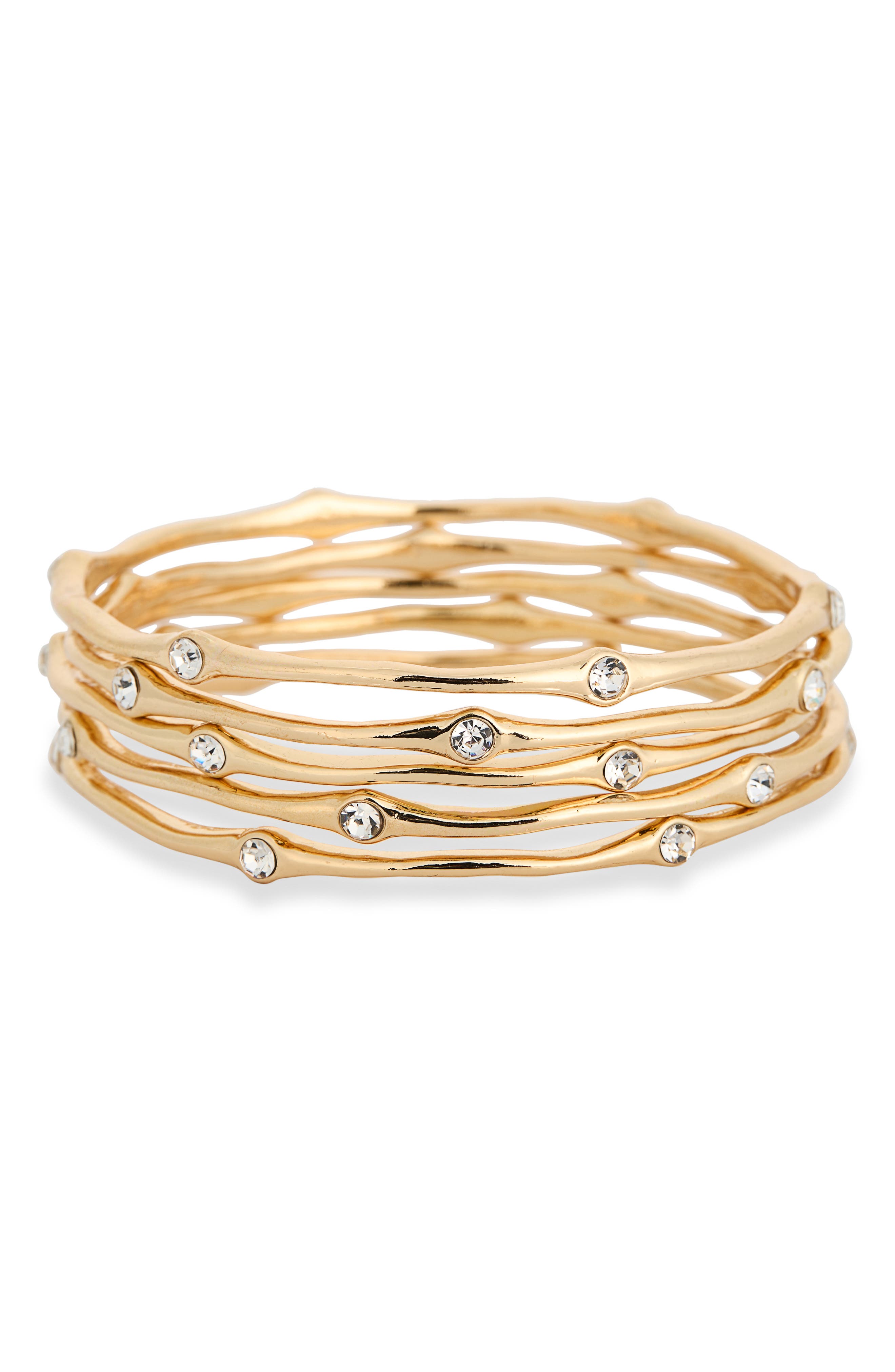 5-Pack Crystal Bangle Bracelet Set