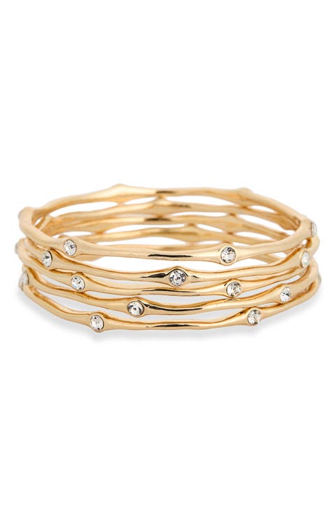 5-Pack Crystal Bangle Bracelet Set