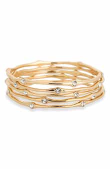 5-Pack Crystal Bangle Bracelet Set