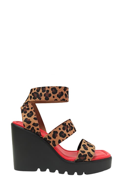 Ninety Union Paige Elastic Strap Wedge Sandal In Leopard