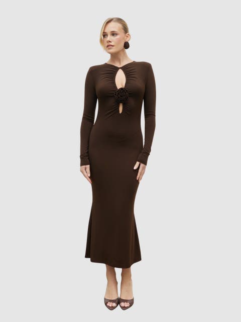 Ragan Corsage Jersey Midi Dress