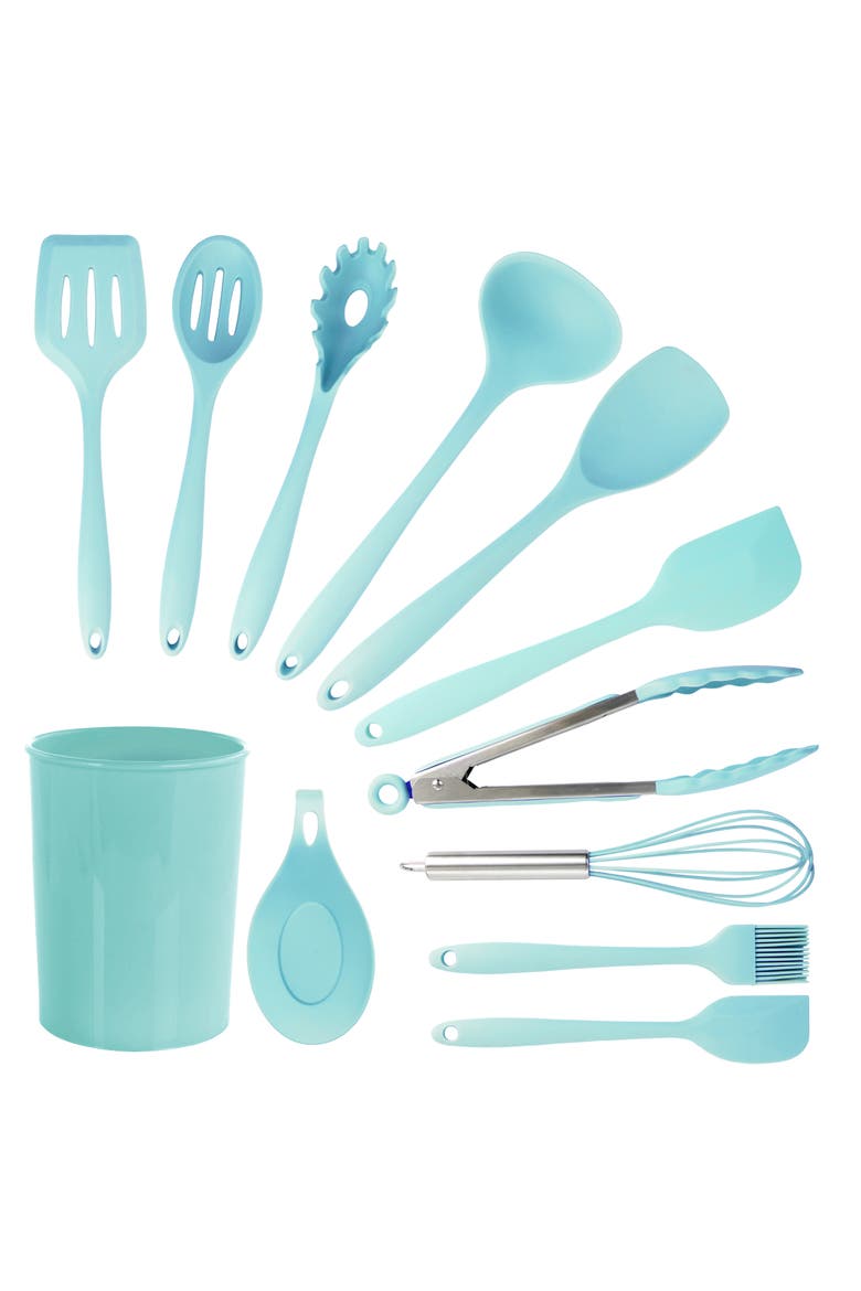 Silicone Cooking Utensils, Set of 12, Main, color, Light Teal