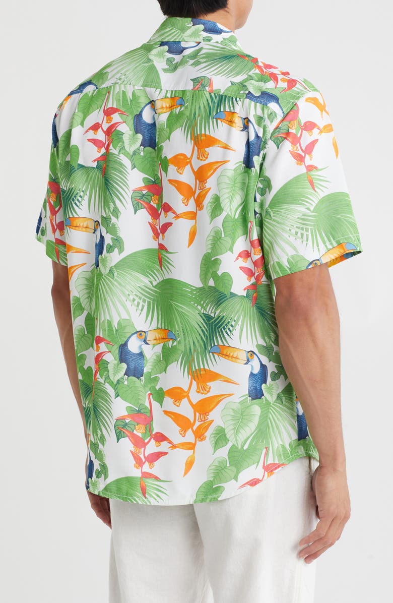 Tommy Bahama Coconut Point Toucan Chats Short Sleeve Button-Up Shirt, Alternate, color, Tropical Print