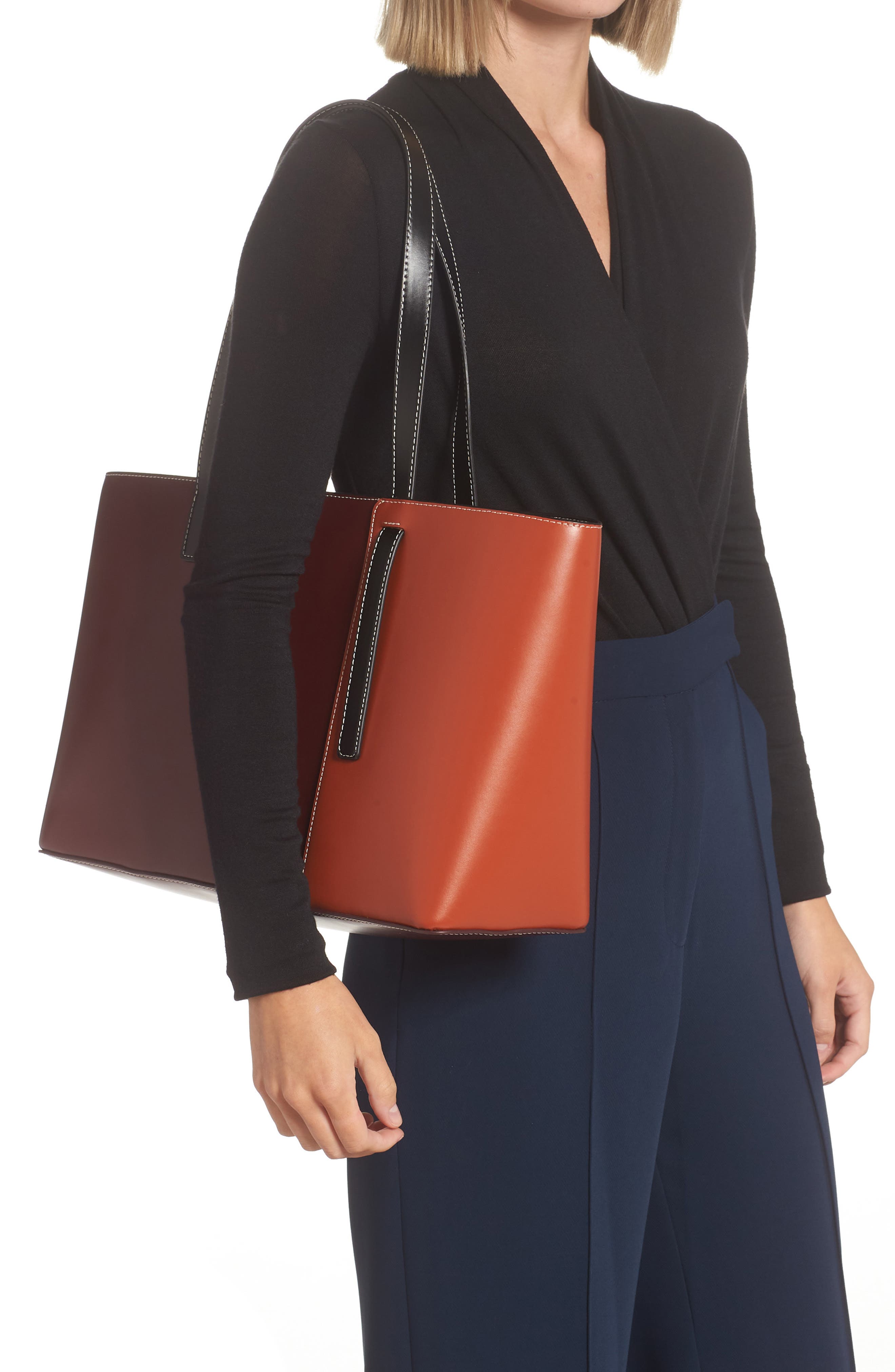 Shoko Colorblock Tote, Alternate, color, BORDEAUX/ RUST/ BLACK