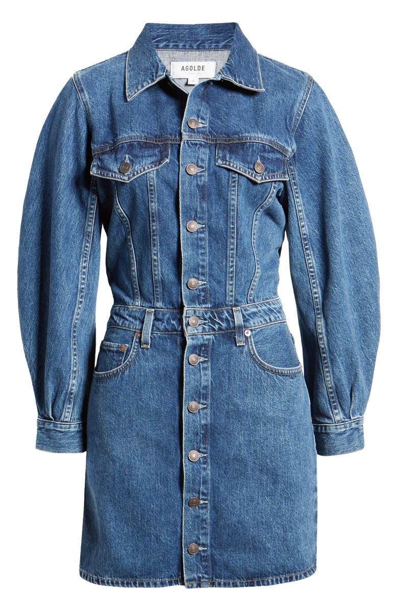 AGOLDE Long Sleeve Cotton Denim Minidress, Alternate, color,