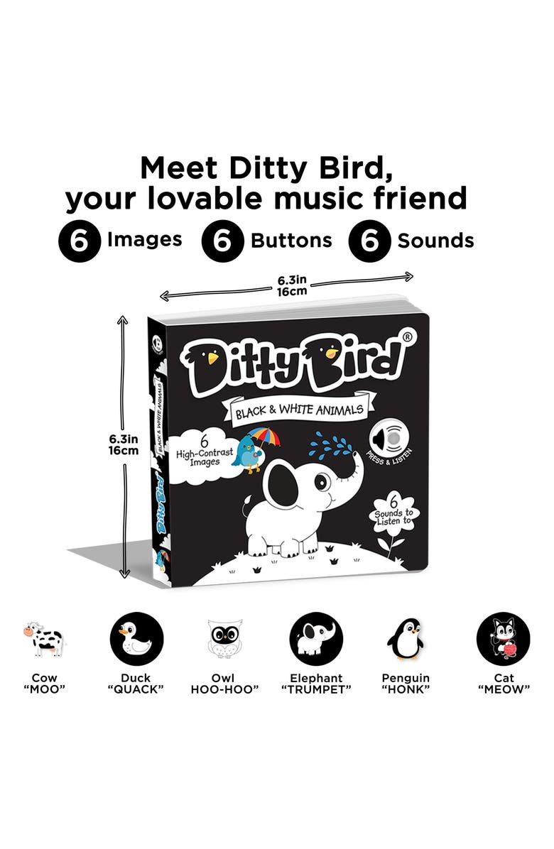 Ditty Bird Kids' Interactive Sensory White & Black Sound Book, Alternate, color, Black